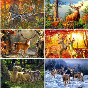 DIY 5D Diamond Painting Deer Diamond Embroidery Animals Cross Stitch Kits Full Round Drill Rhinestones Wall Art Home Decor Gift