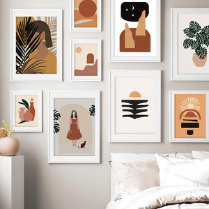 Abstract Girl Orange Vintage Scandinavian Wall Art Canvas Painting Nordic Posters And Prints Wall Pictures For Living Room Decor - SallyHomey Life's Beautiful