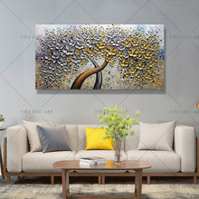 Load image into Gallery viewer, 100% Hand Painted  Knife Gold Tree Oil Painting On Canvas Large Palette 3D Paintings For Living Room Modern Abstract Wall Art Pictures