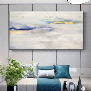   100% Hand Painted Purple Blue Sky Painting  Modern Art Picture For Living Room Modern Cuadros Canvas Art High Quality