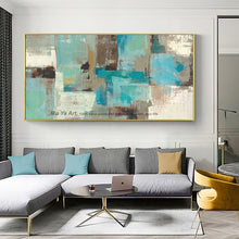Load image into Gallery viewer, Vintage handmade artwork modern abstract pictures quadro decorativo canvas painting blue oversize wall painting living room - SallyHomey Life&#39;s Beautiful