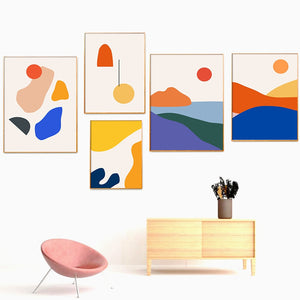Geometric Abstract Scene Scandinavia Wall Art Canvas Painting Nordic Posters And Prints Wall Pictures For Living Room Decor - SallyHomey Life's Beautiful