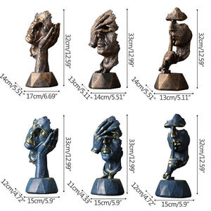 Abstract Black Statue Retro Abstract Character Figurine Silence Is Gold Home Decoration Accessories Home Desktop Craft Gift