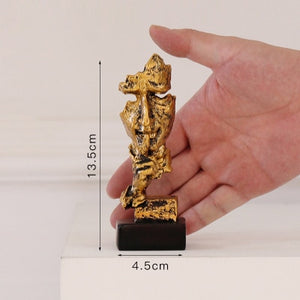 Nordic Silence Is Gold Statue Resin Abstract Sculpture Figurine Home Decoration Modern Art Office Desk Decoration Wedding Gifts