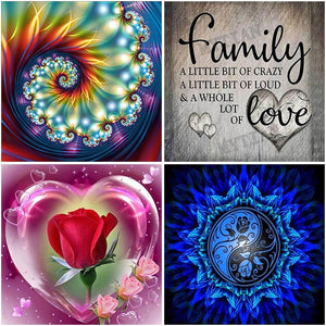 4Pieces/Lot Cartoon DIY 5D Diamond Painting Full Round Drill Flowers Diamond Embroidery Cross Stitch Wall Art Home Decor Gift (4Pieces(Lot) 4pieces(Lot)-30-30) - SallyHomey Life's Beautiful