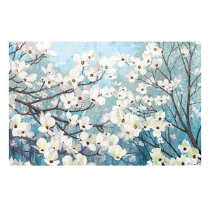 100% Hand Painted White Flower Trees Oil Painting On Canvas Wall Art Frameless Picture Decoration For Live Room Home Decor Gift
