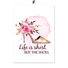 Load image into Gallery viewer, Flower High Heels Eyelash Fashion Quotes Wall Art Canvas Painting Nordic Posters And Prints Wall Pictures For Living Room Decor - SallyHomey Life&#39;s Beautiful