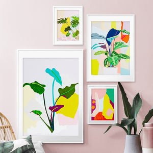 Colorful Abstract Monstera Leaves Wall Art Canvas Painting Nordic Posters And Prints Plants Wall Pictures For Living Room Decor - SallyHomey Life's Beautiful