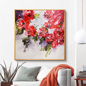 Flower Art Oil Painting on Canvas Wall Art Frameless Picture Decoration 100% Hand Painted Abstract Square Single Unframed GD-442