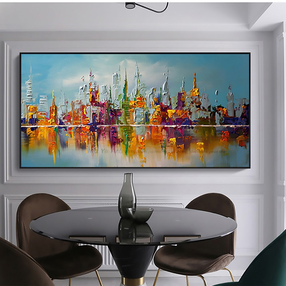 Decorative Canvas wall art abstract modern pictures New york city oil painting on canvas landscape  for living room decoration - SallyHomey Life's Beautiful