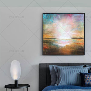   100% Hand Painted Color View Shine Abstract Painting  Modern Art Picture For Living Room Modern Cuadros Canvas Art High Quality