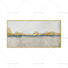 Load image into Gallery viewer, 🔥 🔥 100% Hand PaintedGold Blue River Nature Painting  Modern Art Picture For Living Room Modern Cuadros Canvas Art High Quality