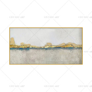 🔥 🔥 100% Hand PaintedGold Blue River Nature Painting  Modern Art Picture For Living Room Modern Cuadros Canvas Art High Quality