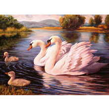 Load image into Gallery viewer, DIY 5D Diamond Painting Swan Animal Full Round Mosaic Cross Stitch Kit Diamond Embroidery Picture Rhinestone Wall Home Decor