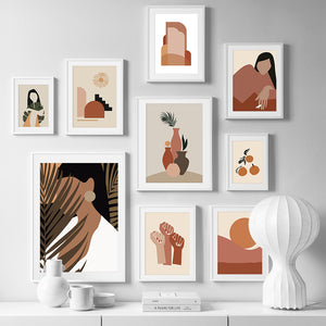 Abstract Girl Orange Vintage Scandinavian Wall Art Canvas Painting Nordic Posters And Prints Wall Pictures For Living Room Decor - SallyHomey Life's Beautiful