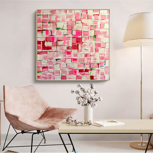Handmade Canvas art wall decor painting for living room bedroom large modern abstract decorative pictures pink white artwork - SallyHomey Life's Beautiful