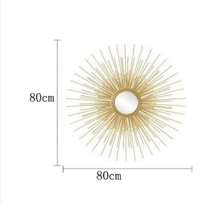 Europe Wrought Iron Wall Hanging Gold Sun Flower Decorative Mirrors Decor Home Livingroom Background Wall Mural Ornaments Crafts - SallyHomey Life's Beautiful