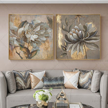 Load image into Gallery viewer,   100% Hand Painted Silver Flower Gentle Abstract Painting  Modern Art Picture For Living Room Modern Cuadros Canvas Art High Quality