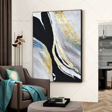 Load image into Gallery viewer,   100% Hand Painted Golden Line Sandy City Abstract Painting  Modern Art Picture Living Room Modern Cuadros Canvas Art High Quality