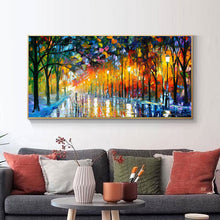 Load image into Gallery viewer, Modern Abstract Landscape The Reflection Of Night Oil Painting Studio On Canvas  Wall Art Picture for Living Room Decor No Frame - SallyHomey Life&#39;s Beautiful