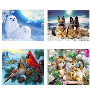 DIY 5D Wolf Diamond Painting Snowy Owl   Bird Cross Stitch Animal Diamond Embroidery Full Round Drill Home Decor Gift