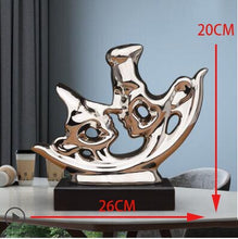 Load image into Gallery viewer, Modern Ceramic White Black Kissing Couple Ornaments Hotel Living room Table Lover Figurines Crafts Home Furnishing Decoration