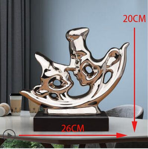 Modern Ceramic White Black Kissing Couple Ornaments Hotel Living room Table Lover Figurines Crafts Home Furnishing Decoration