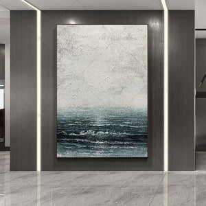 100% Handmade Blue Sea Gray Abstract Painting  Modern Art Picture For Living Room Modern Cuadros Canvas Art High Quality