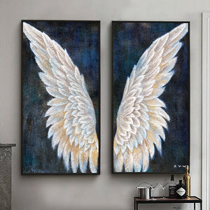 100% Hand Painted Abstract Angel Wings Oil Painting On Canvas Wall Art Frameless Picture Decoration For Live Room Home Deco Gift