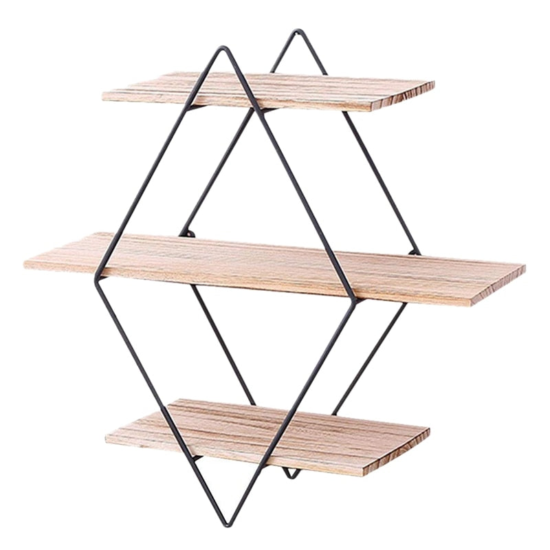 Wall Floating Shelves, 3 Tier Rustic Geometric Decorative Shelf