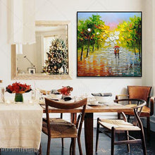 Load image into Gallery viewer, 100% Hand Painted modern home decor wall art picture white pink Cherry Blossom tree thick palette knife oil painting on canvas