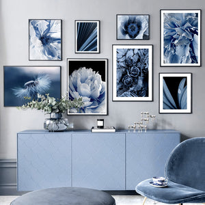 Blue Dandelion Peony Palm LeavesDew Wall Art Canvas Painting Nordic Posters And Prints Plant Wall Pictures For Living Room Decor - SallyHomey Life's Beautiful