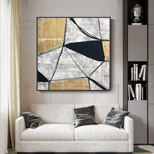 Load image into Gallery viewer, 100% Handmade Golden Black Block Abstract Painting  Modern Art Picture For Living Room Modern Cuadros Canvas Art High Quality