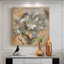 Load image into Gallery viewer, 🔥 🔥 100% Hand Painted Silver Flower Gentle Abstract Painting  Modern Art Picture For Living Room Modern Cuadros Canvas Art High Quality
