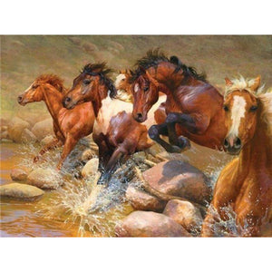 DIY 5D Diamond Painting horse Full Drill Round Diamond Embroidery Cross Stitch Kits Rhinestone Mosaic Wall Art Home Decor - SallyHomey Life's Beautiful
