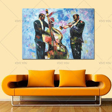 Load image into Gallery viewer,   100% Hand Painted Oil Panting Jazz Modern Contemporary Original Abstract Art Canvas African American Art JAZZ SAXOPHONIST