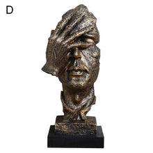 Load image into Gallery viewer, Resin Art Silence Mask Figurines Abstract Silence Is Gold Statuettes Mask Miniatures Sculpture Home Decoration Artwork