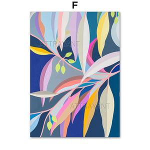 Flower Leaves Abstract Painting Wall Art Canvas Painting Nordic Posters And Prints Plants Wall Pictures For Living Room Decor - SallyHomey Life's Beautiful