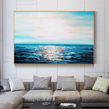 Load image into Gallery viewer, Abstract Blue Sea Landscape Oil Painting on Canvas Poster Print Wall Art Abstract for Living Room Decor No Frame - SallyHomey Life&#39;s Beautiful