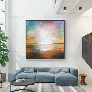   100% Hand Painted Color View Shine Abstract Painting  Modern Art Picture For Living Room Modern Cuadros Canvas Art High Quality