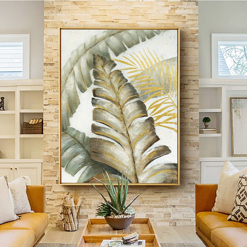 100% Hand Painted Abstract leaves Art Oil Painting On Canvas Wall Art Frameless Picture Decoration For Live Room Home Decor Gift