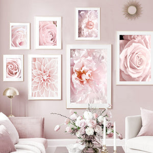 Pink Dahlia Blooming Rose Peony Nature Plant Nordic Posters And Prints Wall Art Canvas Painting Pictures For Home Design Bedroom - SallyHomey Life's Beautiful