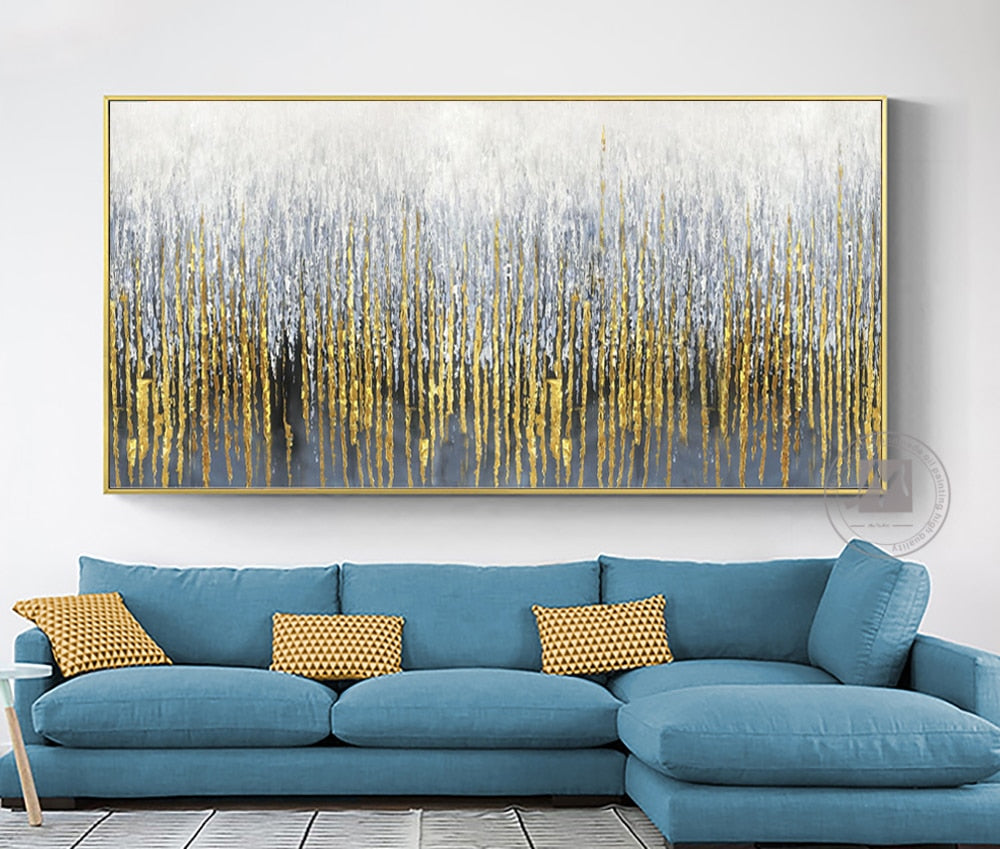 Abstract wall painting on canvas modern art decorative pictures for living room wall lienzos cuadros decorativos golden handmade - SallyHomey Life's Beautiful