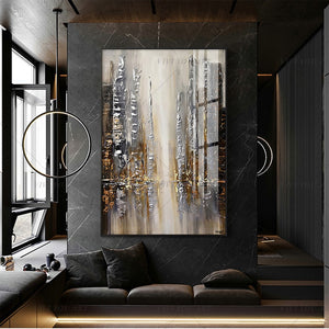 100% Hand Painted  Fall View Brown Abstract Painting  Modern Art Picture For Living Room Modern Cuadros Canvas Art High Quality