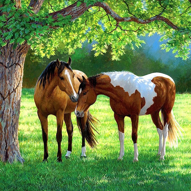 Full Round Drill 5D DIY Diamond Painting TwoHorse Love Couple Landscape Diamond Embroidery Cross Stitch Mosaic Home Decor Gift - SallyHomey Life's Beautiful