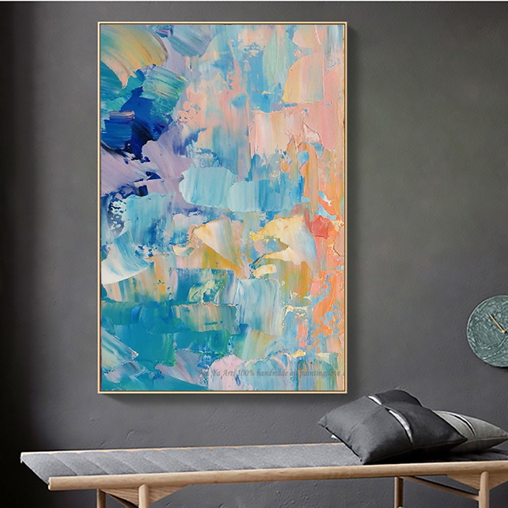 Hand painted pinturas al oleo abstractas laminas decorativas pared cuadros canvas Vintage painting wall painting living room art - SallyHomey Life's Beautiful