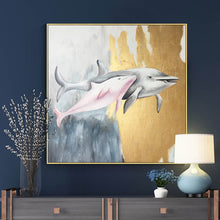 Load image into Gallery viewer, 100% Hand Painted Abstract Dolphins Oil Painting On Canvas Wall Art Frameless Picture Decoration For Live Room Home Decor Gift