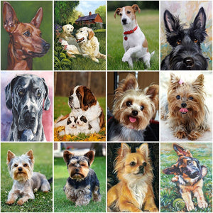 5D Diamond Painting Dog Animal Mosaic Picture Rhinestone Full Round Diamond Embroidery Cross Stitch Art Christmas Gifts Dogs - SallyHomey Life's Beautiful
