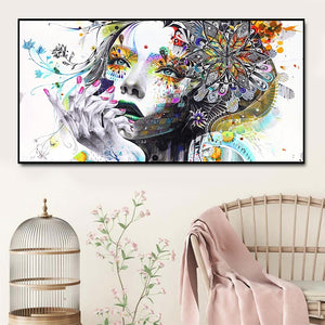 100% Hand Painted Abstract Girl Flower Art Oil Painting On Canvas Wall Art Frameless Picture Decoration For Live Room Home Decor