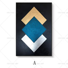 Load image into Gallery viewer, 🔥 🔥 100% Hand Painted Gold Blue Geometry Abstract Painting  Modern Art Picture For Living Room Modern Cuadros Canvas Art High Quality